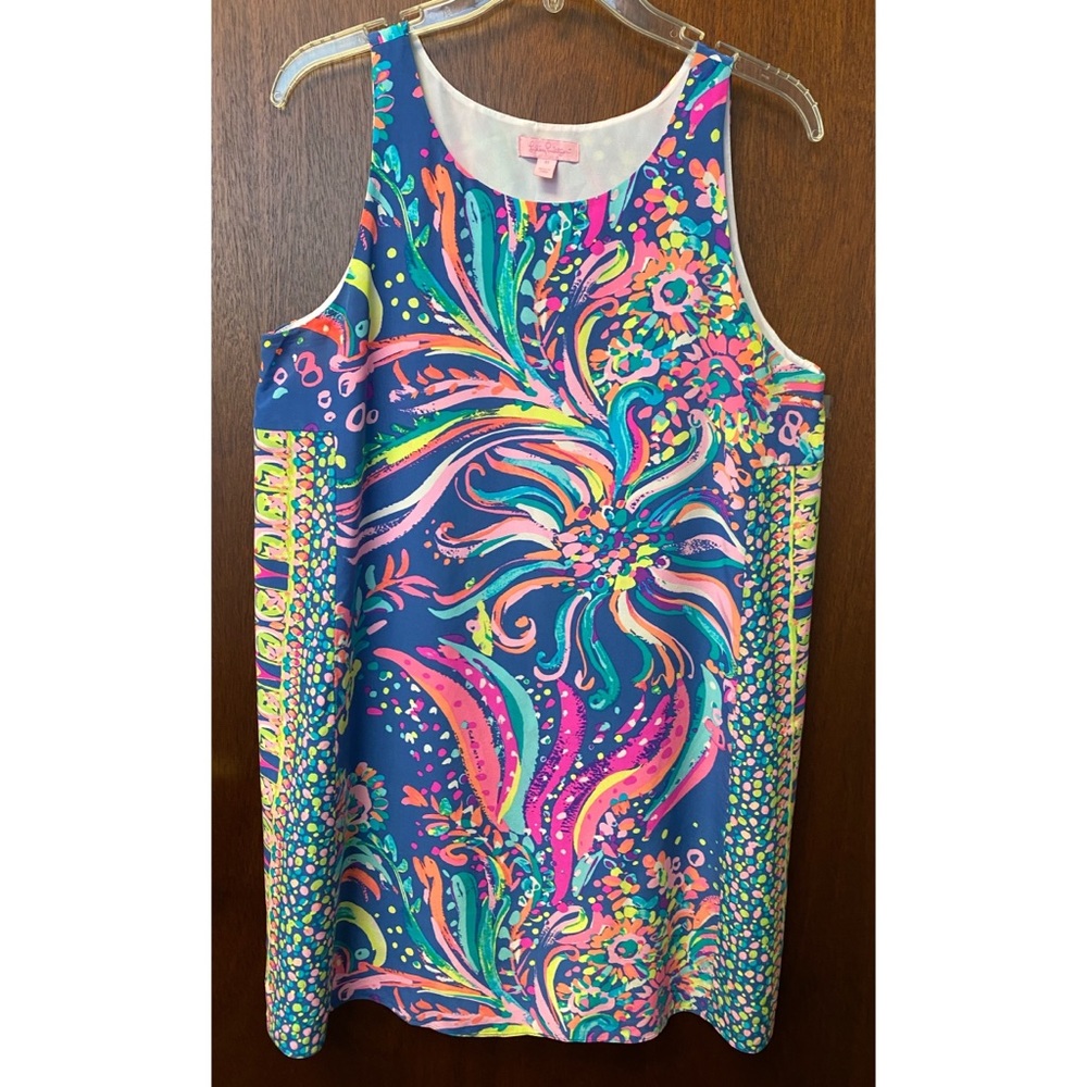 EUC Lilly Pulitzer JACKIE Silk Shift Dress Multi Beach Loot Size M ***Like new